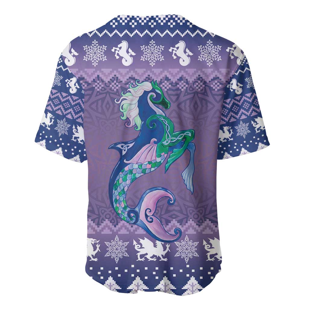 Carmarthenshire Wales Christmas Baseball Jersey Heraldic Sea-Horse Celtic Design - Wonder Print Shop