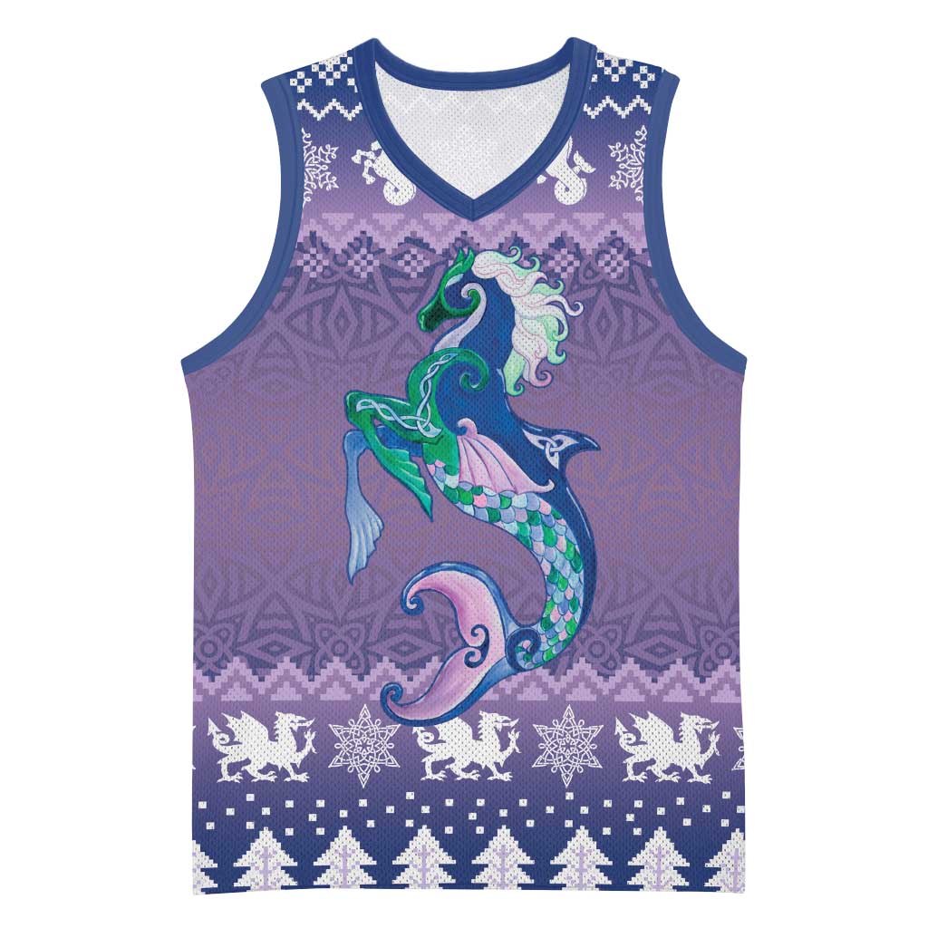 Carmarthenshire Wales Christmas Basketball Jersey Heraldic Sea-Horse Celtic Design - Wonder Print Shop