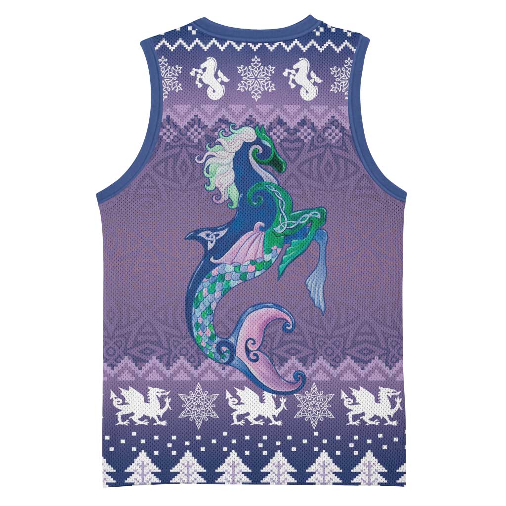 Carmarthenshire Wales Christmas Basketball Jersey Heraldic Sea-Horse Celtic Design - Wonder Print Shop