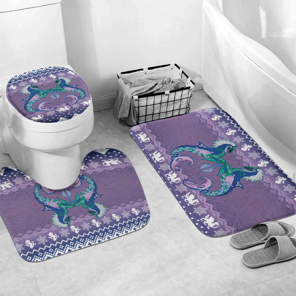 Carmarthenshire Wales Christmas Bathroom Set Heraldic Sea-Horse Celtic Design - Wonder Print Shop