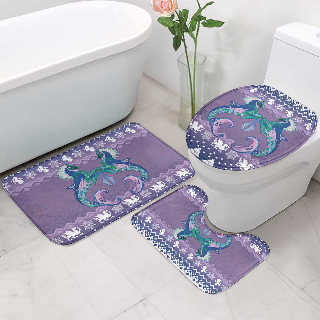 Carmarthenshire Wales Christmas Bathroom Set Heraldic Sea-Horse Celtic Design - Wonder Print Shop