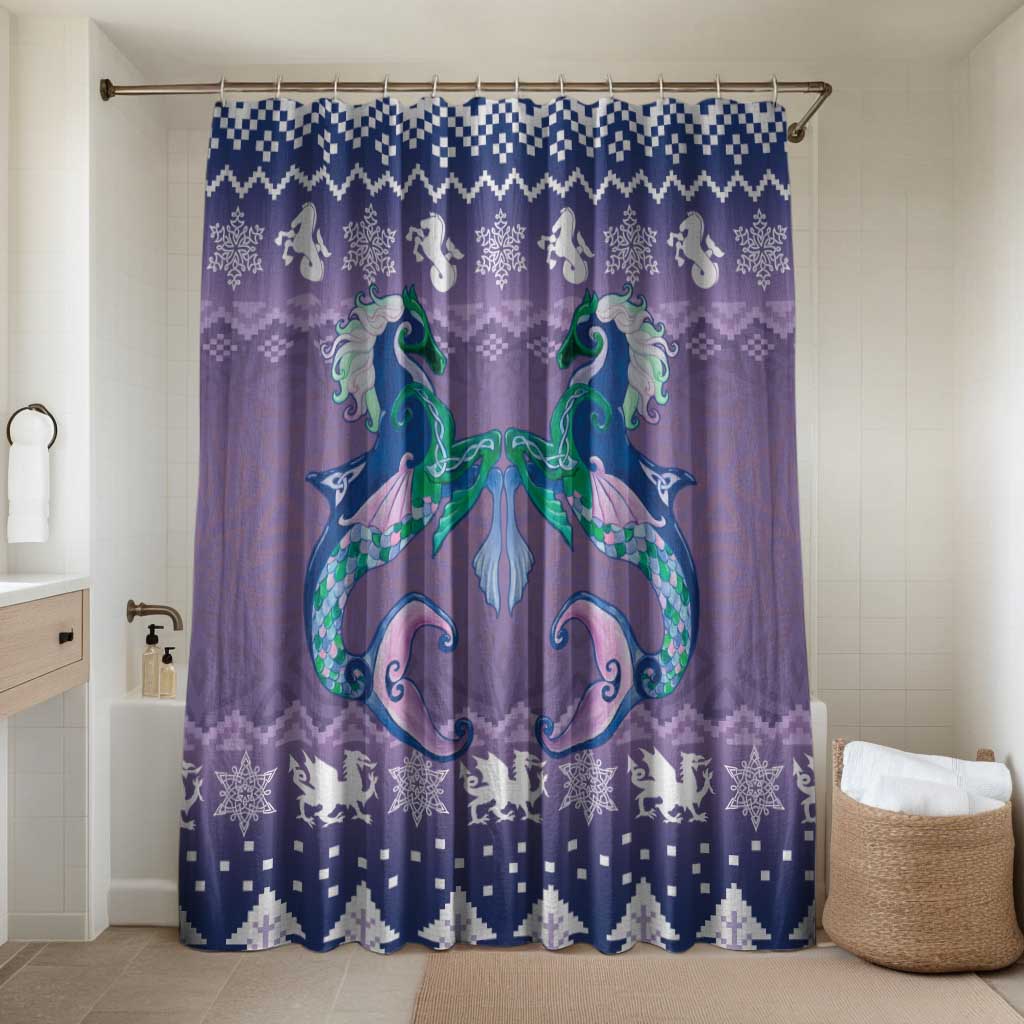 Carmarthenshire Wales Christmas Bathroom Set Heraldic Sea-Horse Celtic Design - Wonder Print Shop