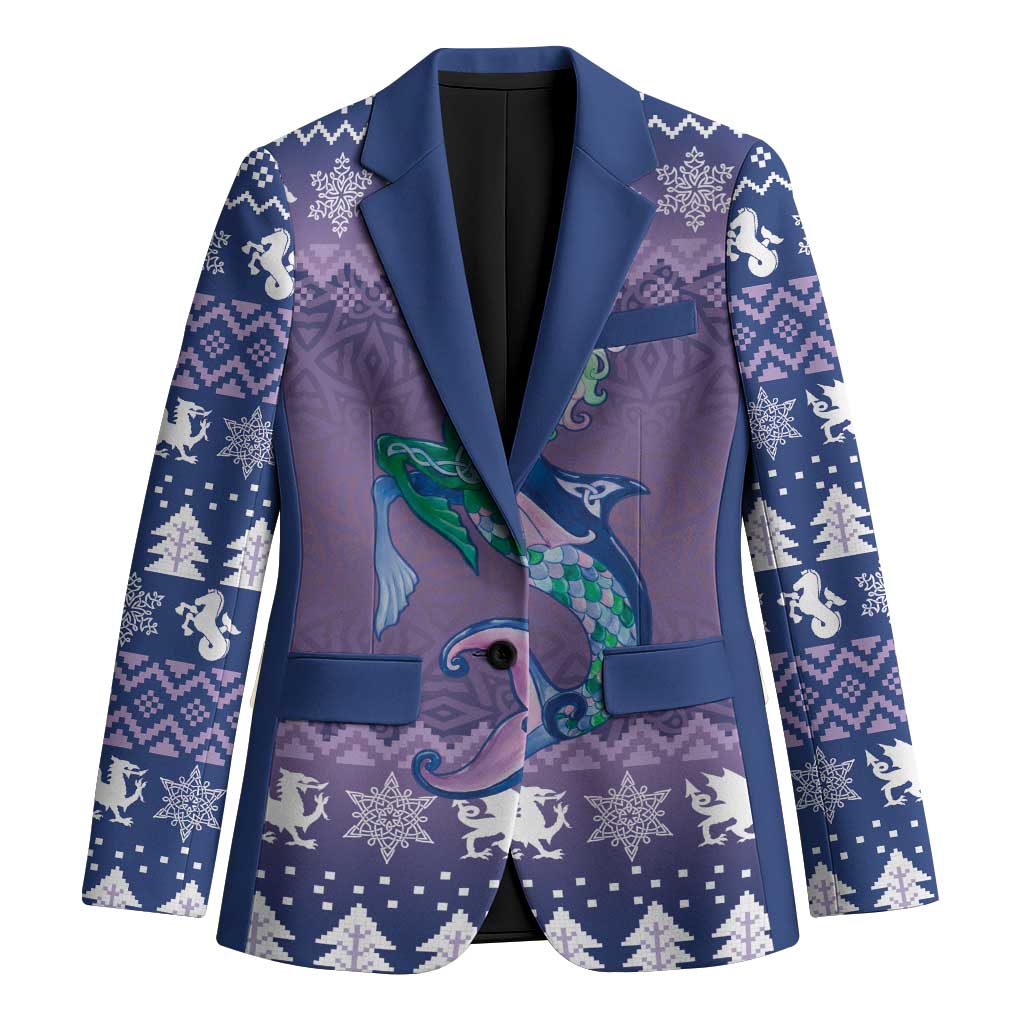 Carmarthenshire Wales Christmas Blazer Heraldic Sea-Horse Celtic Design - Wonder Print Shop