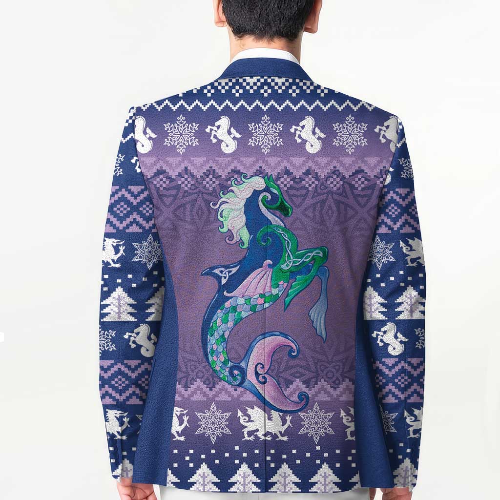Carmarthenshire Wales Christmas Blazer Heraldic Sea-Horse Celtic Design - Wonder Print Shop