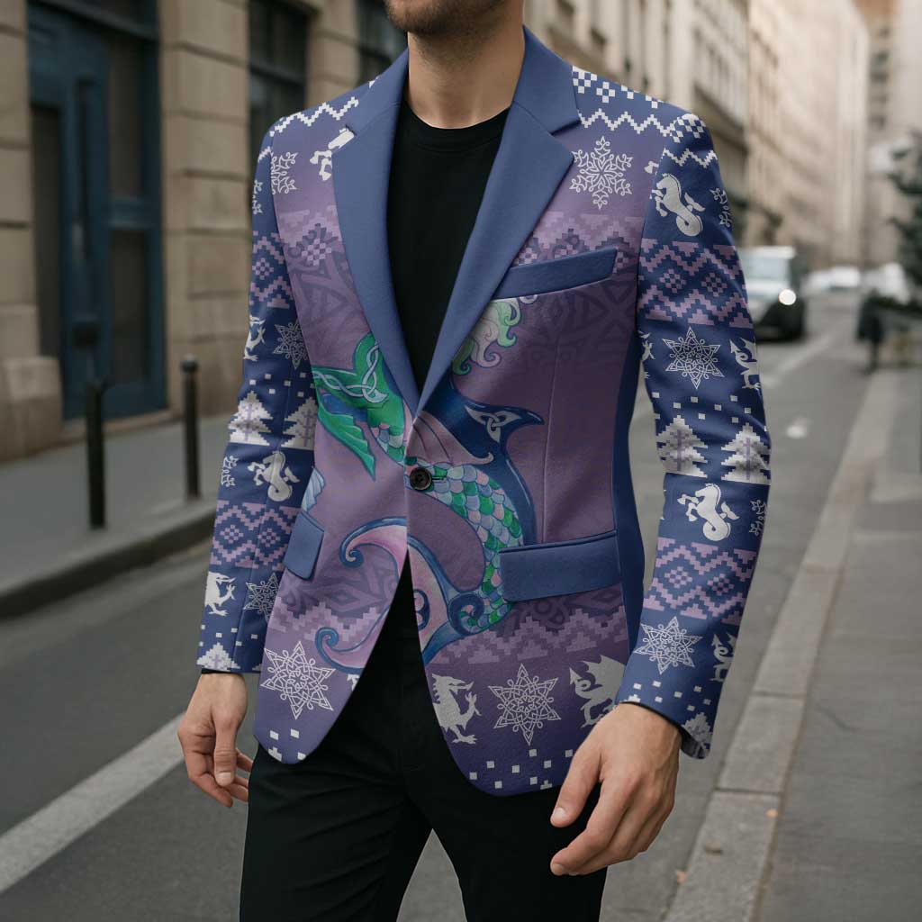 Carmarthenshire Wales Christmas Blazer Heraldic Sea-Horse Celtic Design - Wonder Print Shop