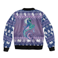 Carmarthenshire Wales Christmas Bomber Jacket Heraldic Sea-Horse Celtic Design - Wonder Print Shop