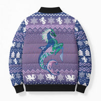 Carmarthenshire Wales Christmas Bomber Puffer Jacket Heraldic Sea-Horse Celtic Design - Wonder Print Shop
