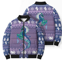 Carmarthenshire Wales Christmas Bomber Puffer Jacket Heraldic Sea-Horse Celtic Design - Wonder Print Shop