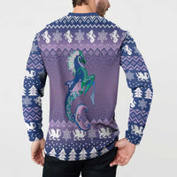 Carmarthenshire Wales Christmas Button Sweatshirt Heraldic Sea-Horse Celtic Design - Wonder Print Shop