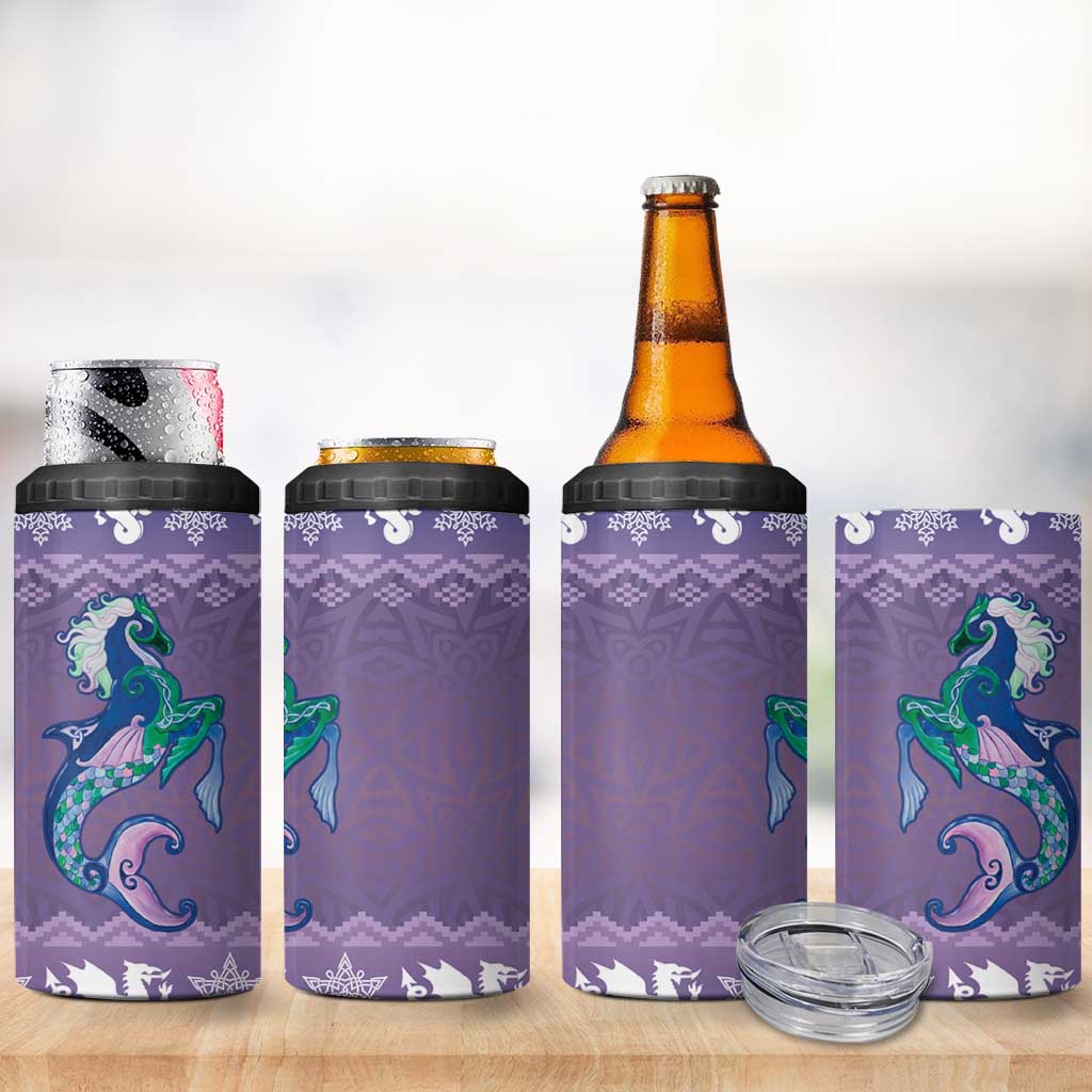 Carmarthenshire Wales Christmas 4 in 1 Can Cooler Tumbler Heraldic Sea-Horse Celtic Design - Wonder Print Shop