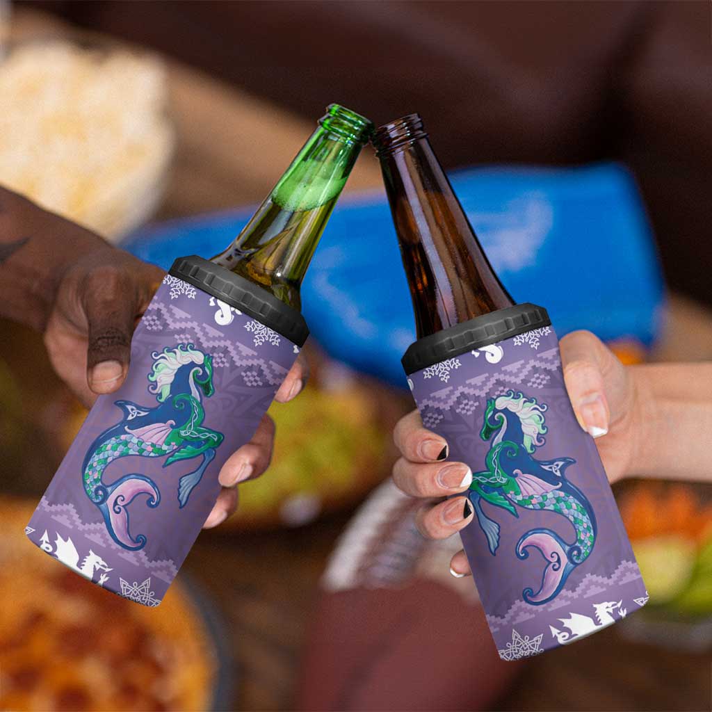 Carmarthenshire Wales Christmas 4 in 1 Can Cooler Tumbler Heraldic Sea-Horse Celtic Design - Wonder Print Shop