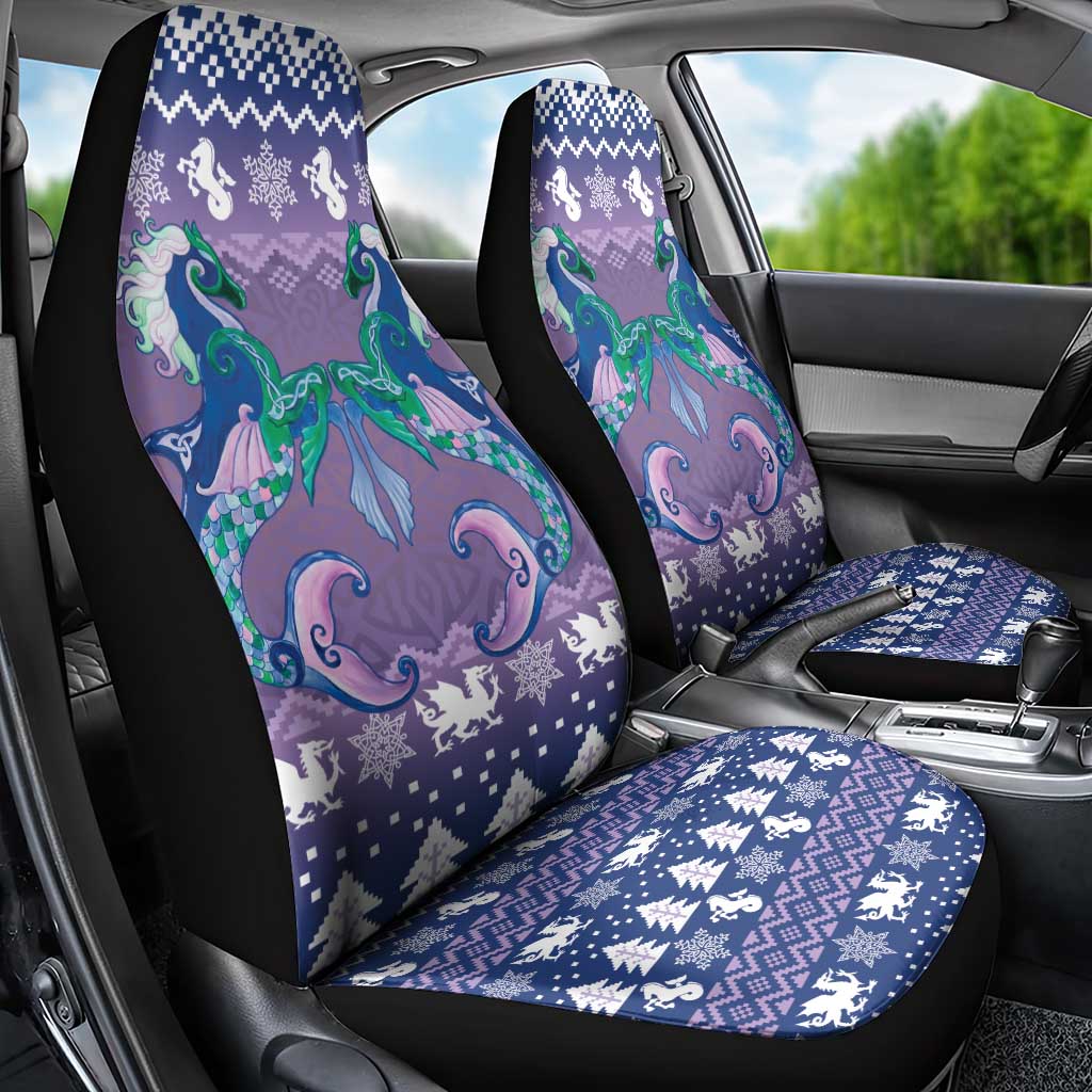 Carmarthenshire Wales Christmas Car Seat Cover Heraldic Sea-Horse Celtic Design - Wonder Print Shop