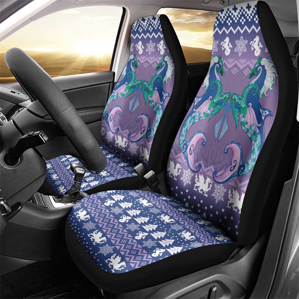 Carmarthenshire Wales Christmas Car Seat Cover Heraldic Sea-Horse Celtic Design - Wonder Print Shop