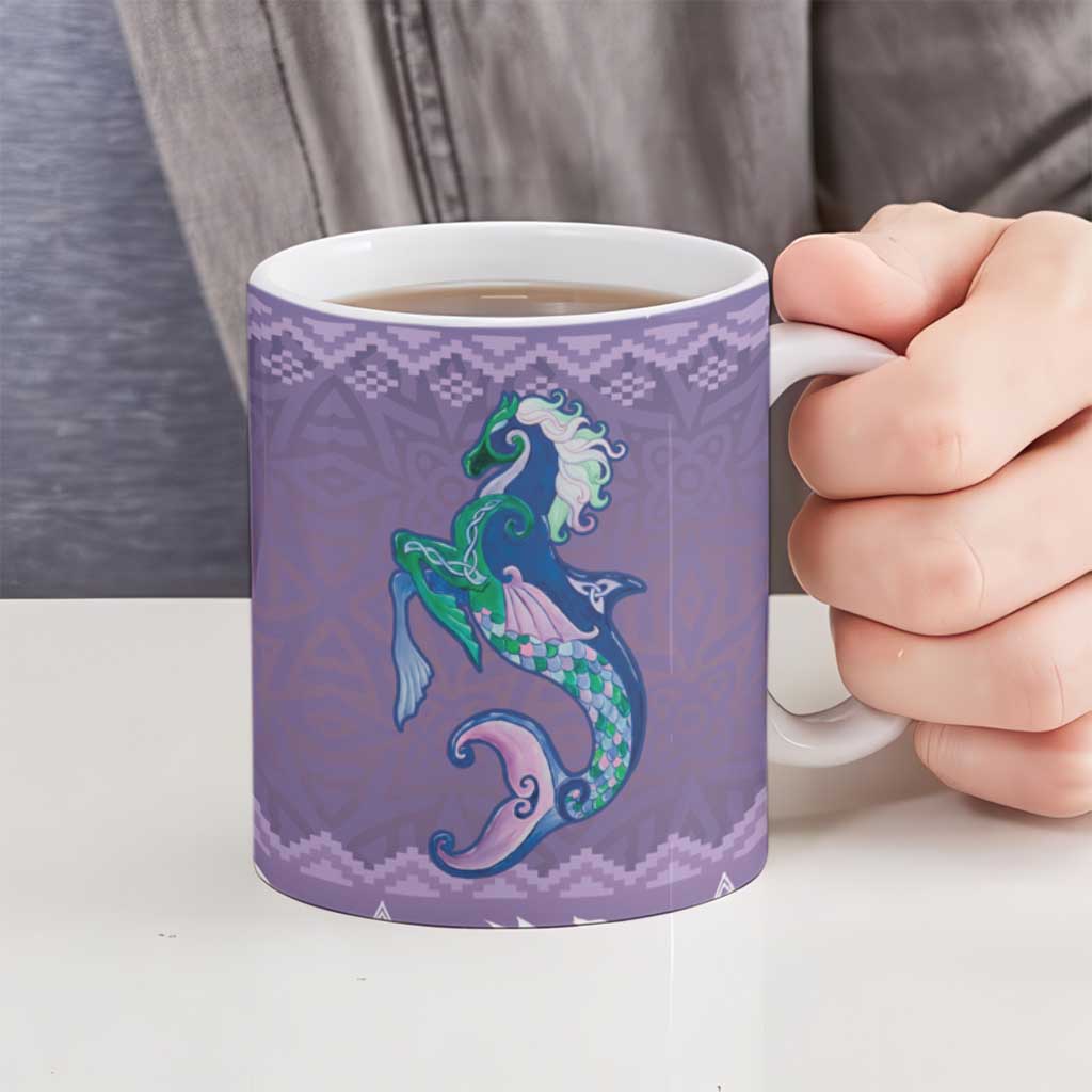 Carmarthenshire Wales Christmas Ceramic Mug Heraldic Sea-Horse Celtic Design - Wonder Print Shop