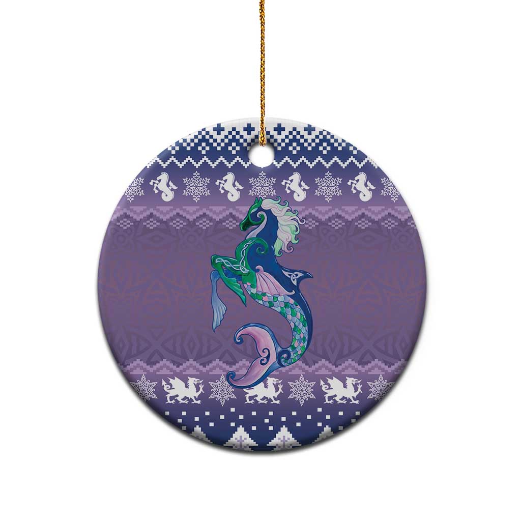 Carmarthenshire Wales Christmas Ceramic Ornament Heraldic Sea-Horse Celtic Design - Wonder Print Shop
