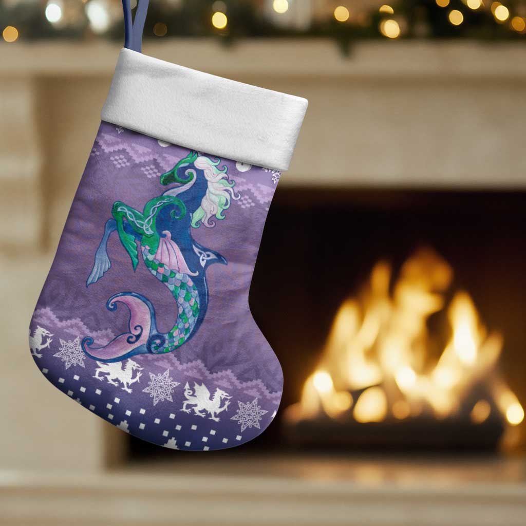 Carmarthenshire Wales Christmas Stocking Heraldic Sea-Horse Celtic Design - Wonder Print Shop