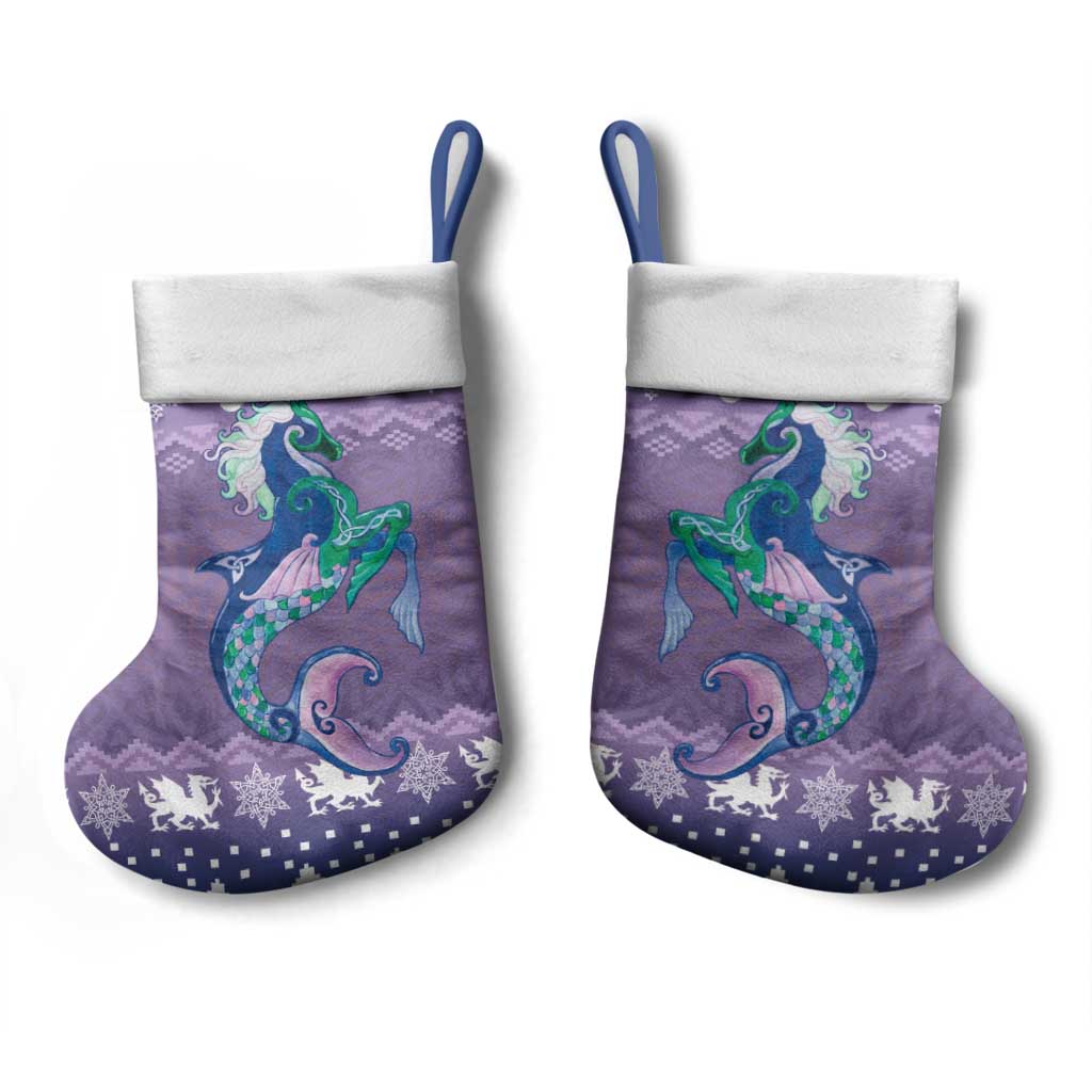Carmarthenshire Wales Christmas Stocking Heraldic Sea-Horse Celtic Design - Wonder Print Shop