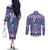 Carmarthenshire Wales Christmas Couples Matching Off The Shoulder Long Sleeve Dress and Long Sleeve Button Shirt Heraldic Sea-Horse Celtic Design - Wonder Print Shop