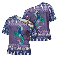 Carmarthenshire Wales Christmas Cross Shoulder Shirt Heraldic Sea-Horse Celtic Design - Wonder Print Shop