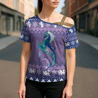Carmarthenshire Wales Christmas Cross Shoulder Shirt Heraldic Sea-Horse Celtic Design - Wonder Print Shop