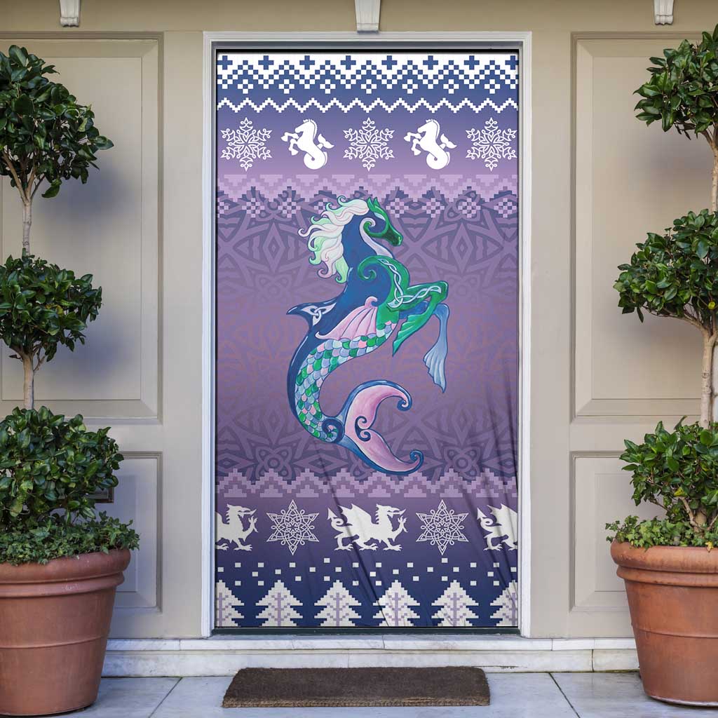 Carmarthenshire Wales Christmas Door Cover Heraldic Sea-Horse Celtic Design - Wonder Print Shop