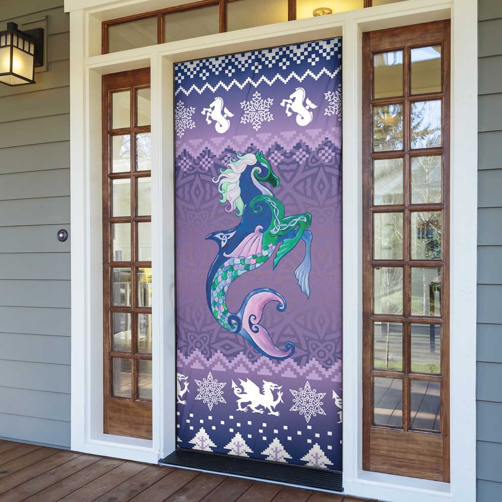 Carmarthenshire Wales Christmas Door Cover Heraldic Sea-Horse Celtic Design - Wonder Print Shop