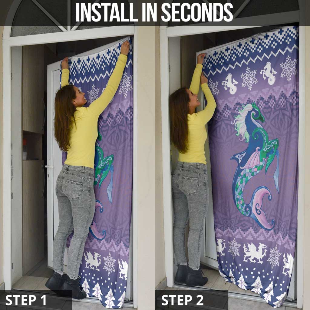 Carmarthenshire Wales Christmas Door Cover Heraldic Sea-Horse Celtic Design - Wonder Print Shop