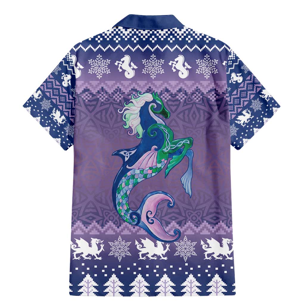 Carmarthenshire Wales Christmas Family Matching Mermaid Dress and Hawaiian Shirt Heraldic Sea-Horse Celtic Design - Wonder Print Shop