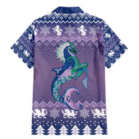 Carmarthenshire Wales Christmas Family Matching Mermaid Dress and Hawaiian Shirt Heraldic Sea-Horse Celtic Design - Wonder Print Shop