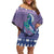 Carmarthenshire Wales Christmas Family Matching Off Shoulder Short Dress and Hawaiian Shirt Heraldic Sea-Horse Celtic Design - Wonder Print Shop