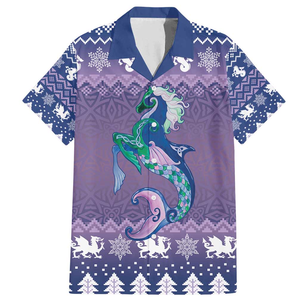 Carmarthenshire Wales Christmas Family Matching Tank Maxi Dress and Hawaiian Shirt Heraldic Sea-Horse Celtic Design - Wonder Print Shop