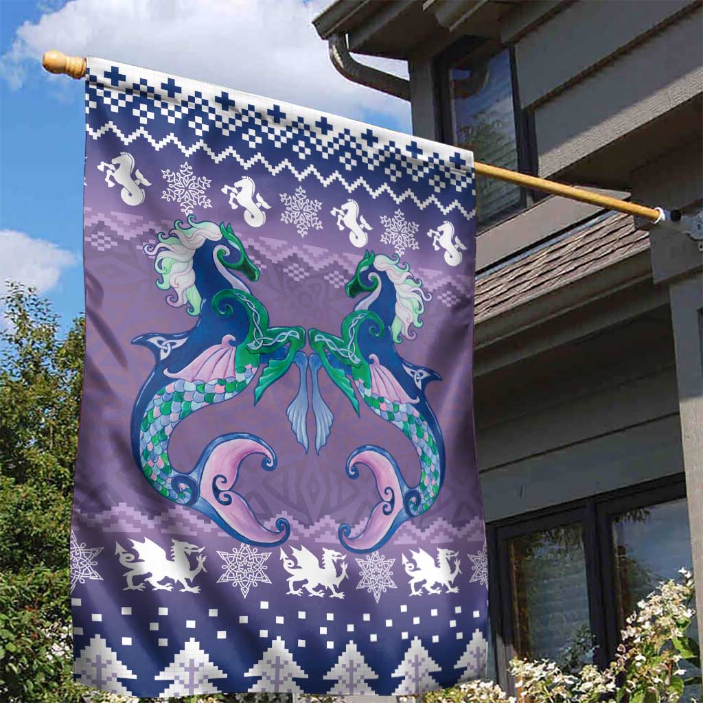 Carmarthenshire Wales Christmas Garden Flag Heraldic Sea-Horse Celtic Design - Wonder Print Shop