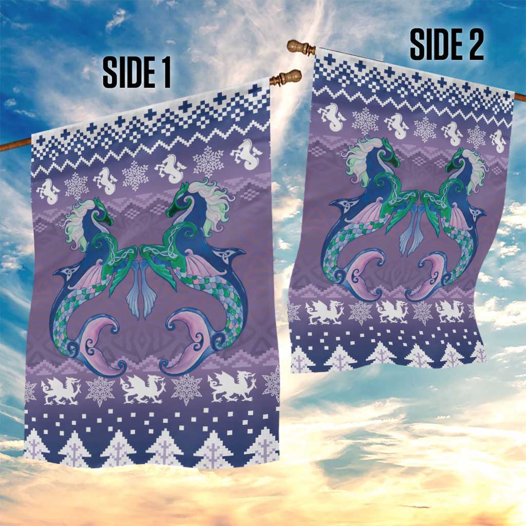 Carmarthenshire Wales Christmas Garden Flag Heraldic Sea-Horse Celtic Design - Wonder Print Shop