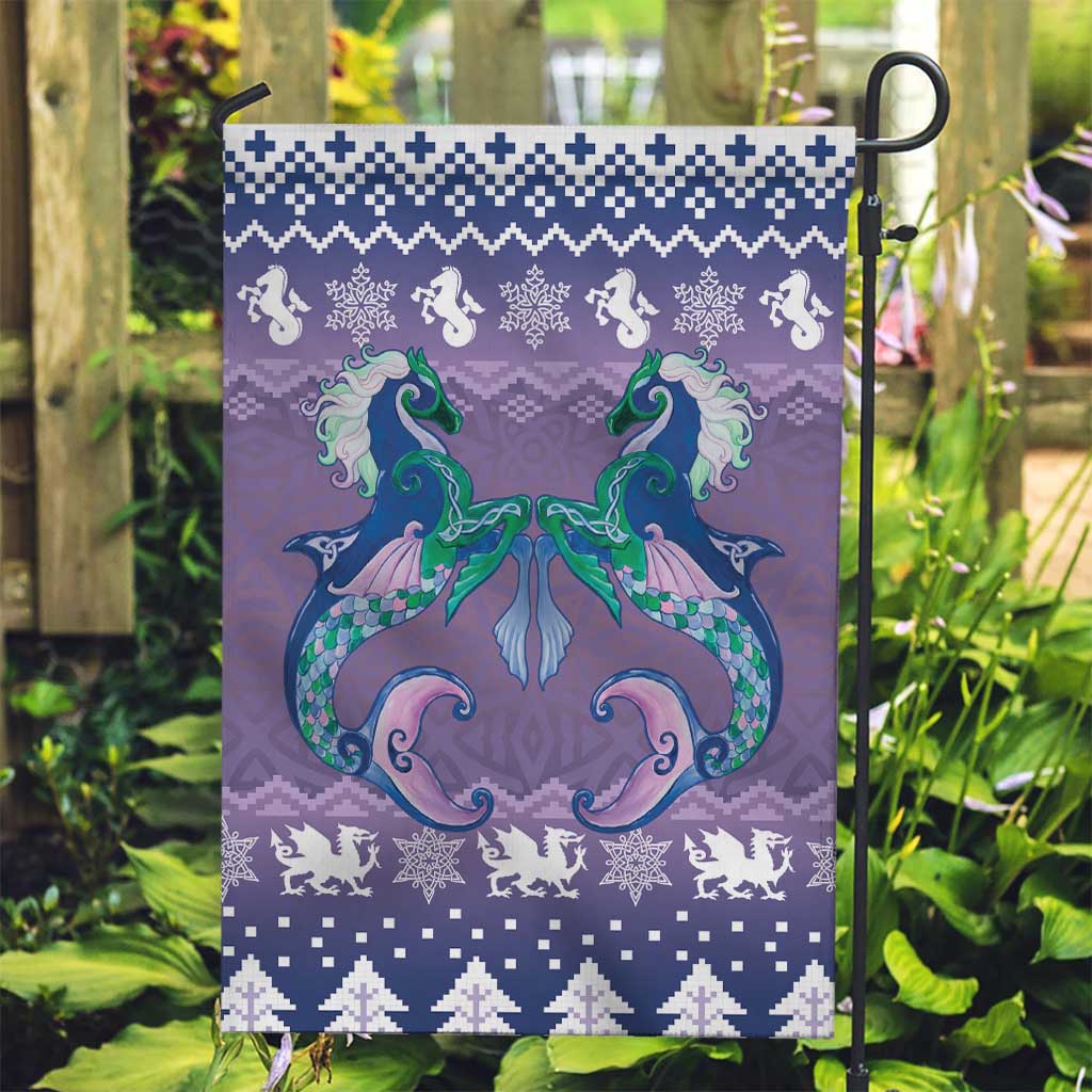 Carmarthenshire Wales Christmas Garden Flag Heraldic Sea-Horse Celtic Design - Wonder Print Shop