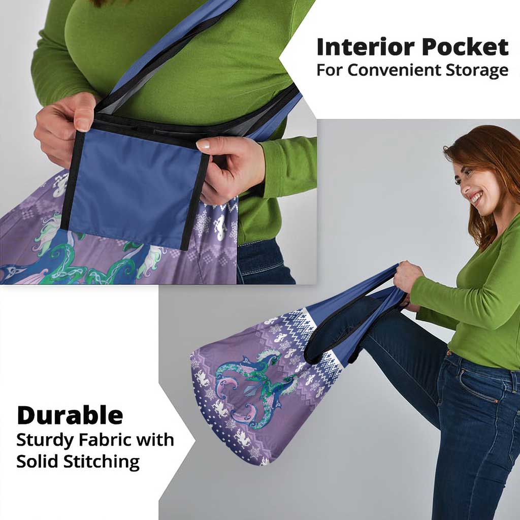 Carmarthenshire Wales Christmas Grocery Bag Heraldic Sea-Horse Celtic Design - Wonder Print Shop