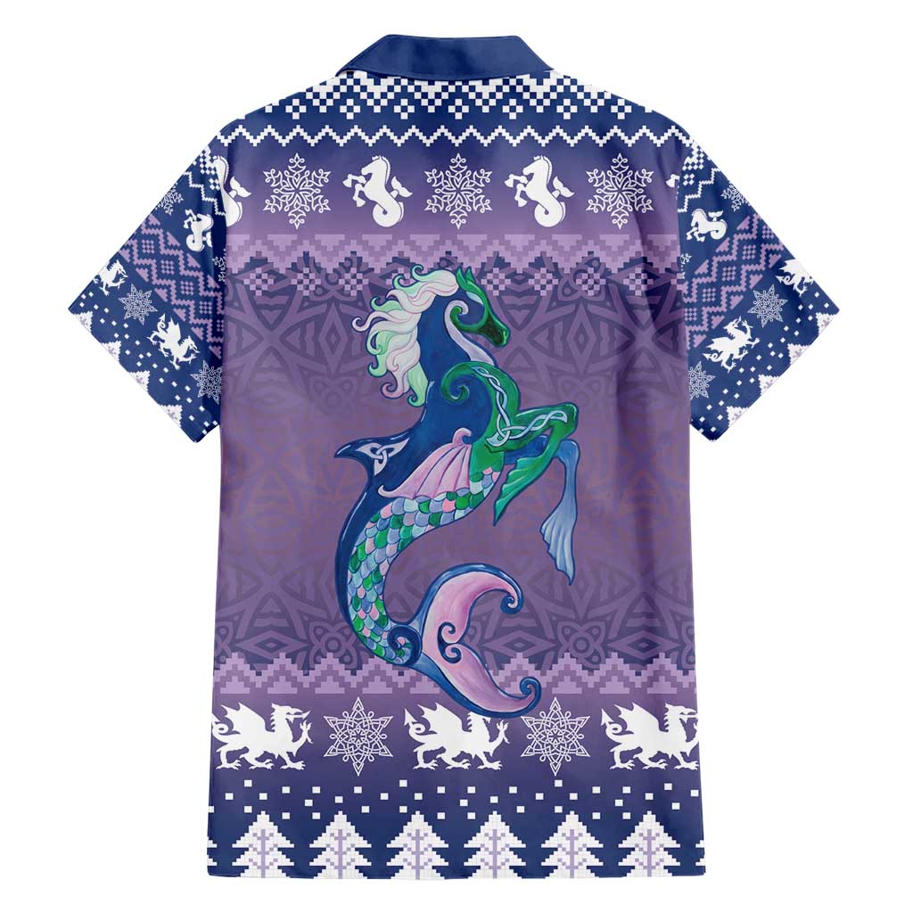 Carmarthenshire Wales Christmas Hawaiian Shirt Heraldic Sea-Horse Celtic Design - Wonder Print Shop