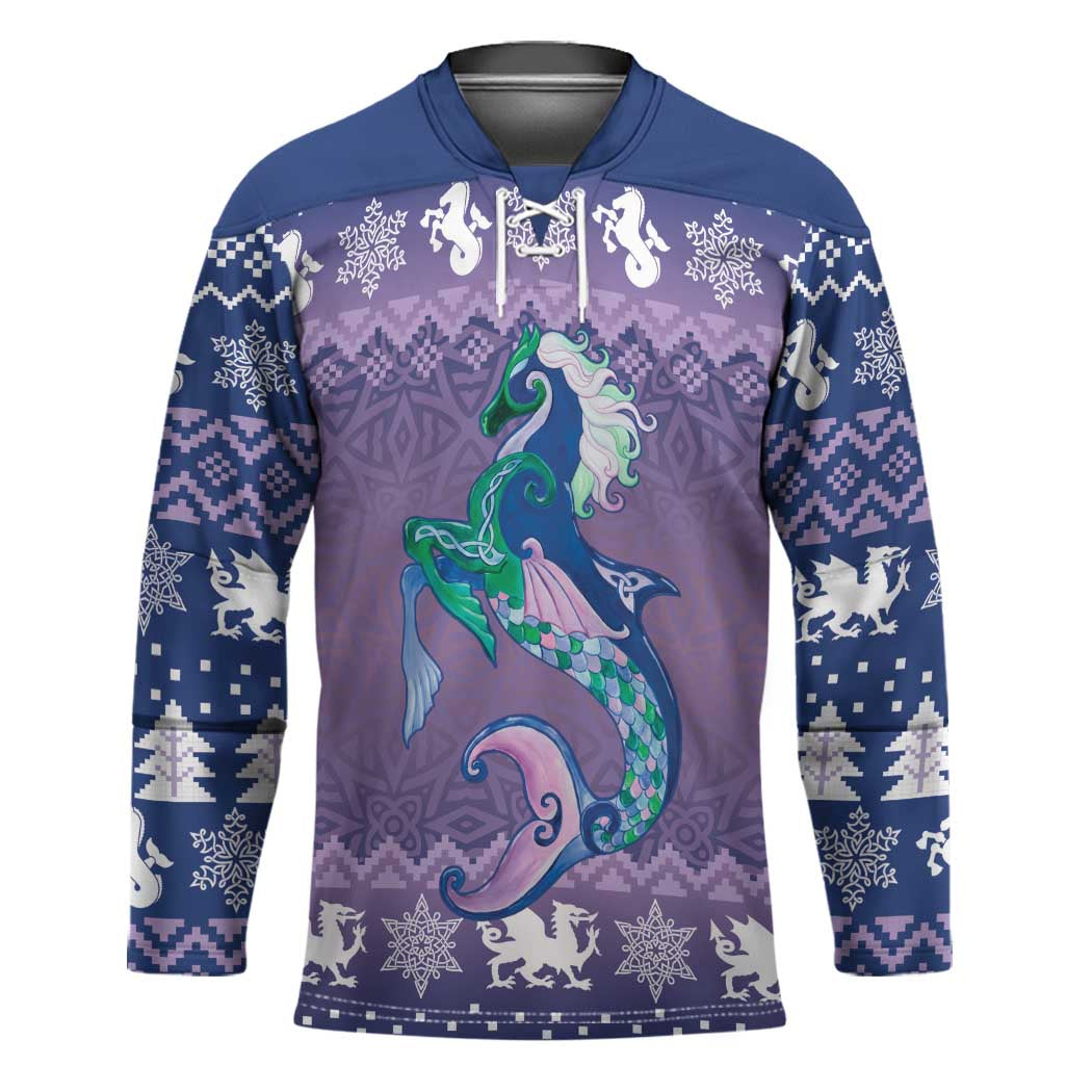 Carmarthenshire Wales Christmas Hockey Jersey Heraldic Sea-Horse Celtic Design - Wonder Print Shop