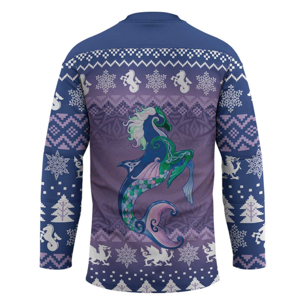 Carmarthenshire Wales Christmas Hockey Jersey Heraldic Sea-Horse Celtic Design - Wonder Print Shop