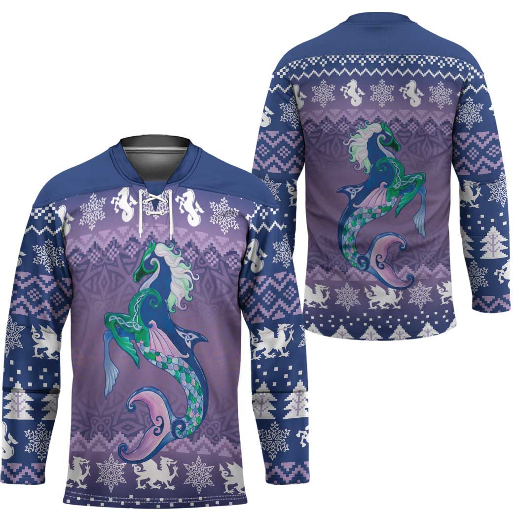 Carmarthenshire Wales Christmas Hockey Jersey Heraldic Sea-Horse Celtic Design - Wonder Print Shop