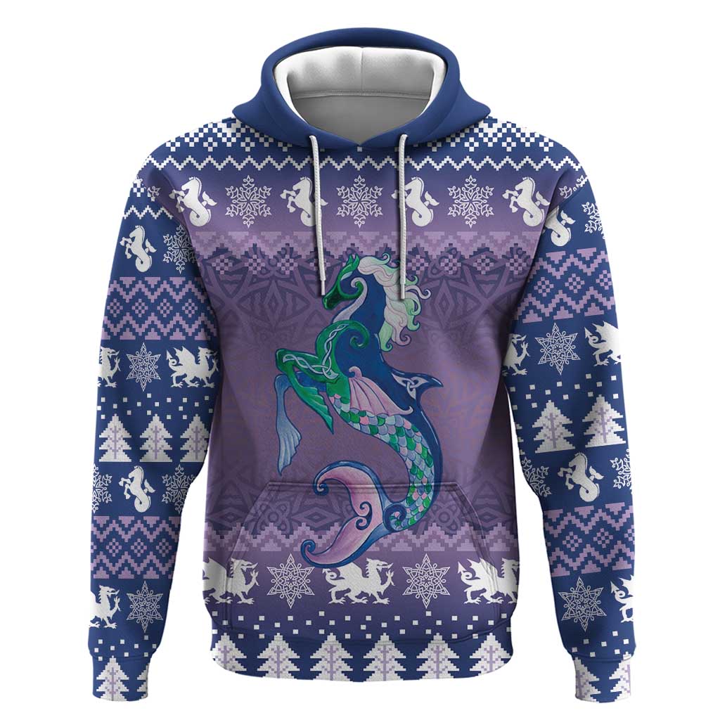 Carmarthenshire Wales Christmas Hoodie Heraldic Sea-Horse Celtic Design - Wonder Print Shop