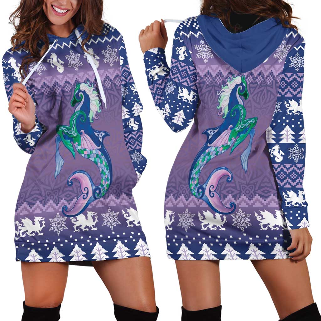 Carmarthenshire Wales Christmas Hoodie Dress Heraldic Sea-Horse Celtic Design - Wonder Print Shop