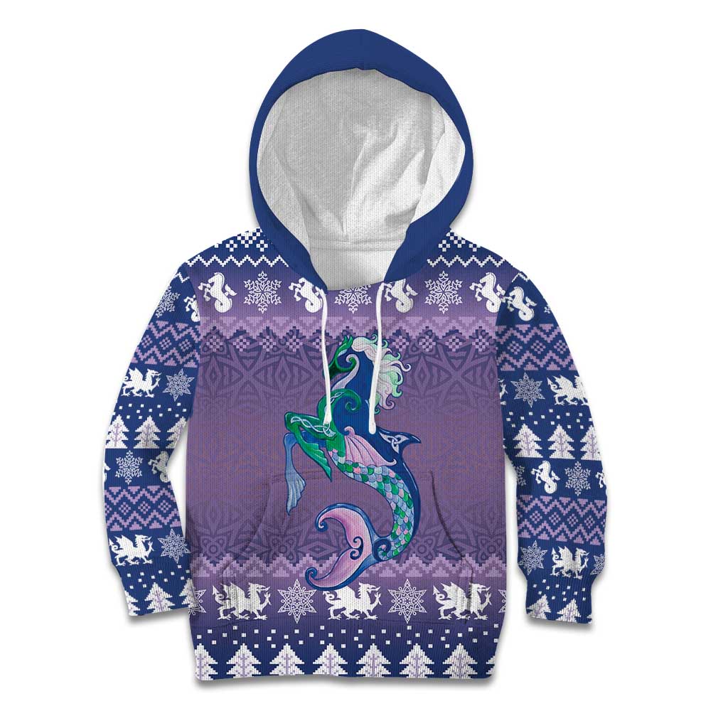 Carmarthenshire Wales Christmas Kid Hoodie Heraldic Sea-Horse Celtic Design - Wonder Print Shop