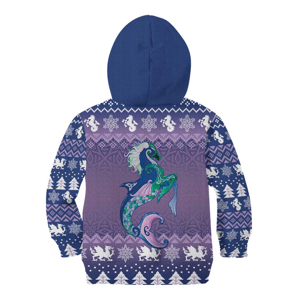 Carmarthenshire Wales Christmas Kid Hoodie Heraldic Sea-Horse Celtic Design - Wonder Print Shop
