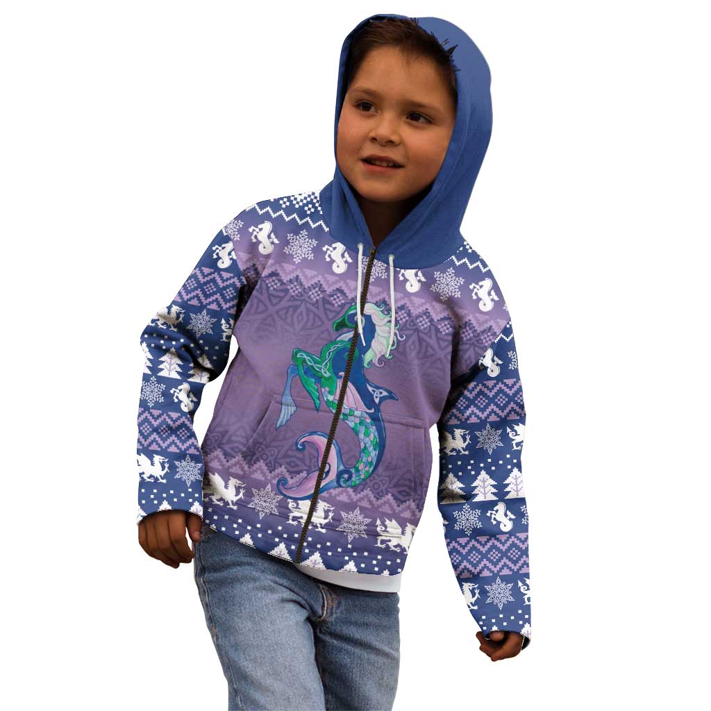 Carmarthenshire Wales Christmas Kid Hoodie Heraldic Sea-Horse Celtic Design - Wonder Print Shop