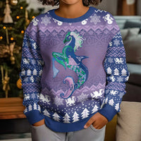 Carmarthenshire Wales Christmas Kid Ugly Christmas Sweater Heraldic Sea-Horse Celtic Design - Wonder Print Shop