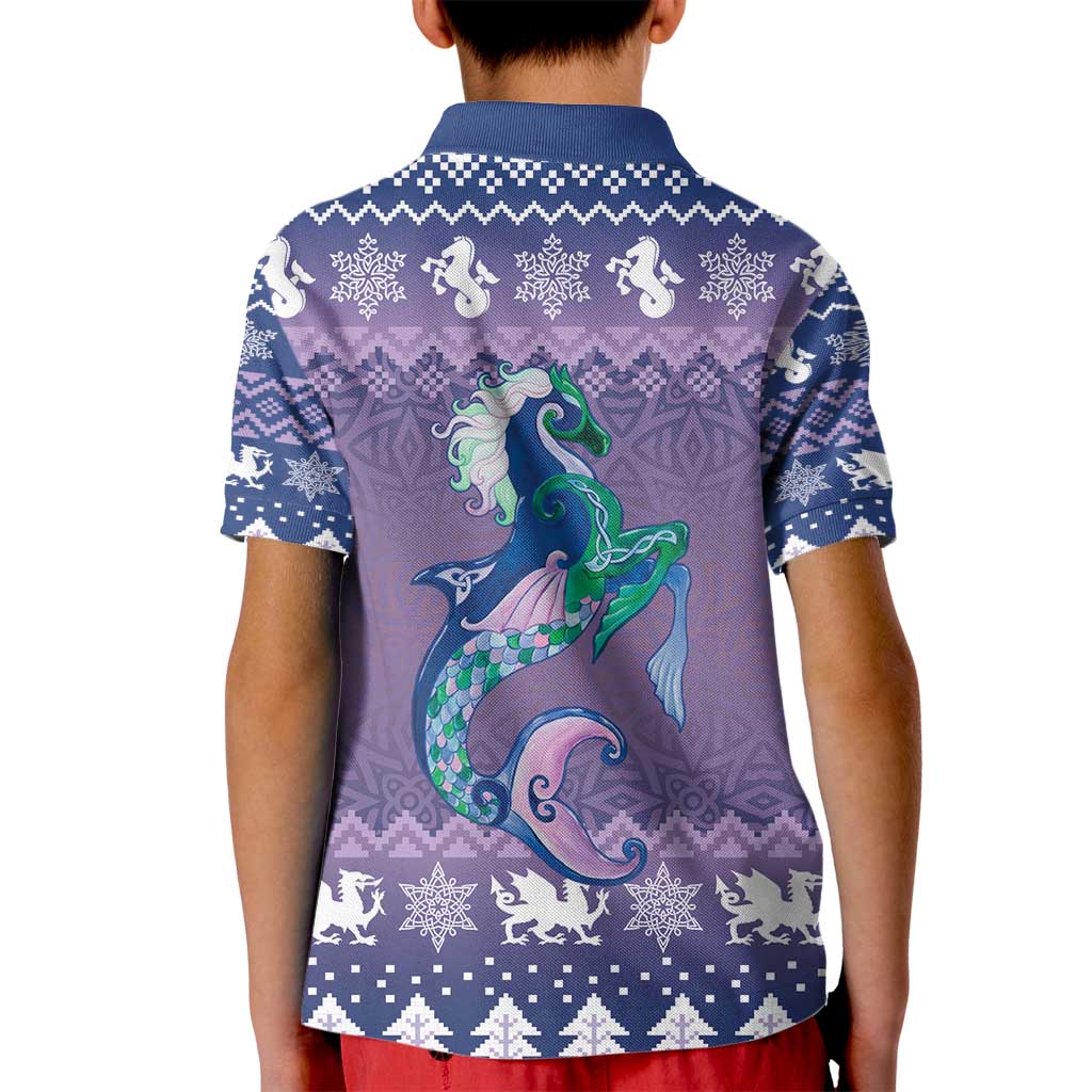 Carmarthenshire Wales Christmas Kid Polo Shirt Heraldic Sea-Horse Celtic Design - Wonder Print Shop