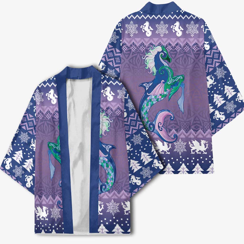 Carmarthenshire Wales Christmas Kimono Heraldic Sea-Horse Celtic Design - Wonder Print Shop