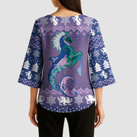 Carmarthenshire Wales Christmas Kimono Sleeve Blouse Heraldic Sea-Horse Celtic Design - Wonder Print Shop