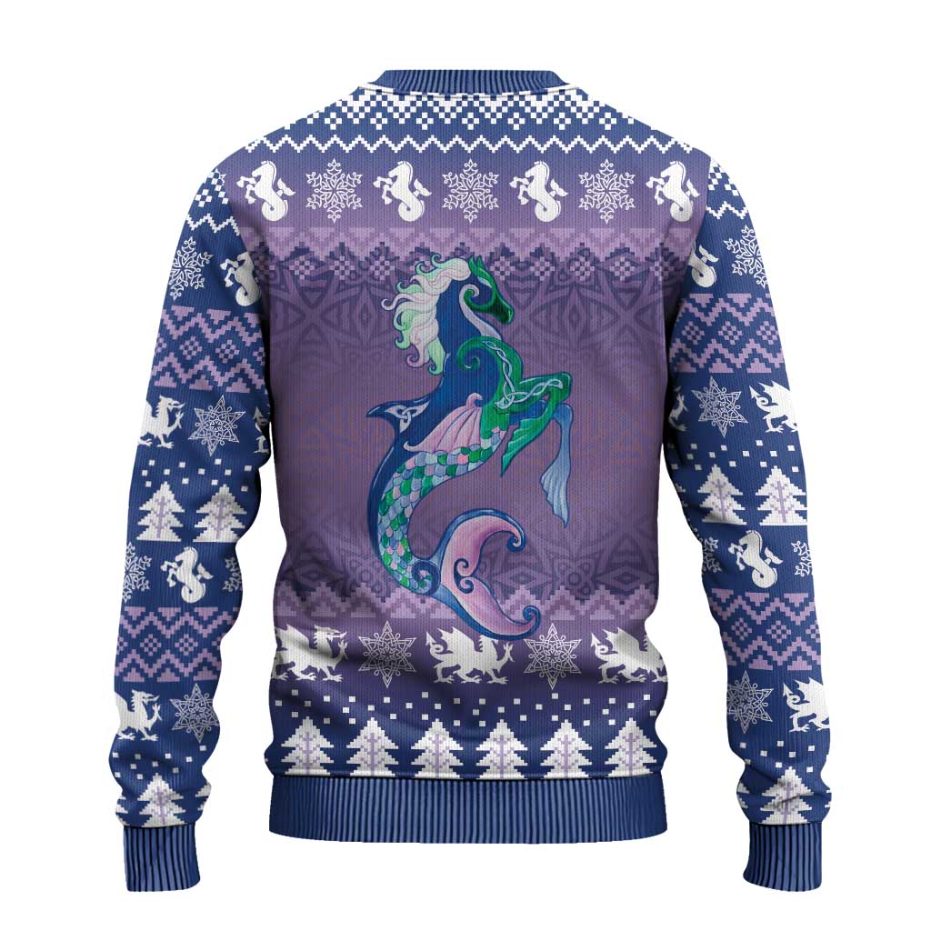 Carmarthenshire Wales Christmas Ugly Christmas Sweater Heraldic Sea-Horse Celtic Design - Wonder Print Shop