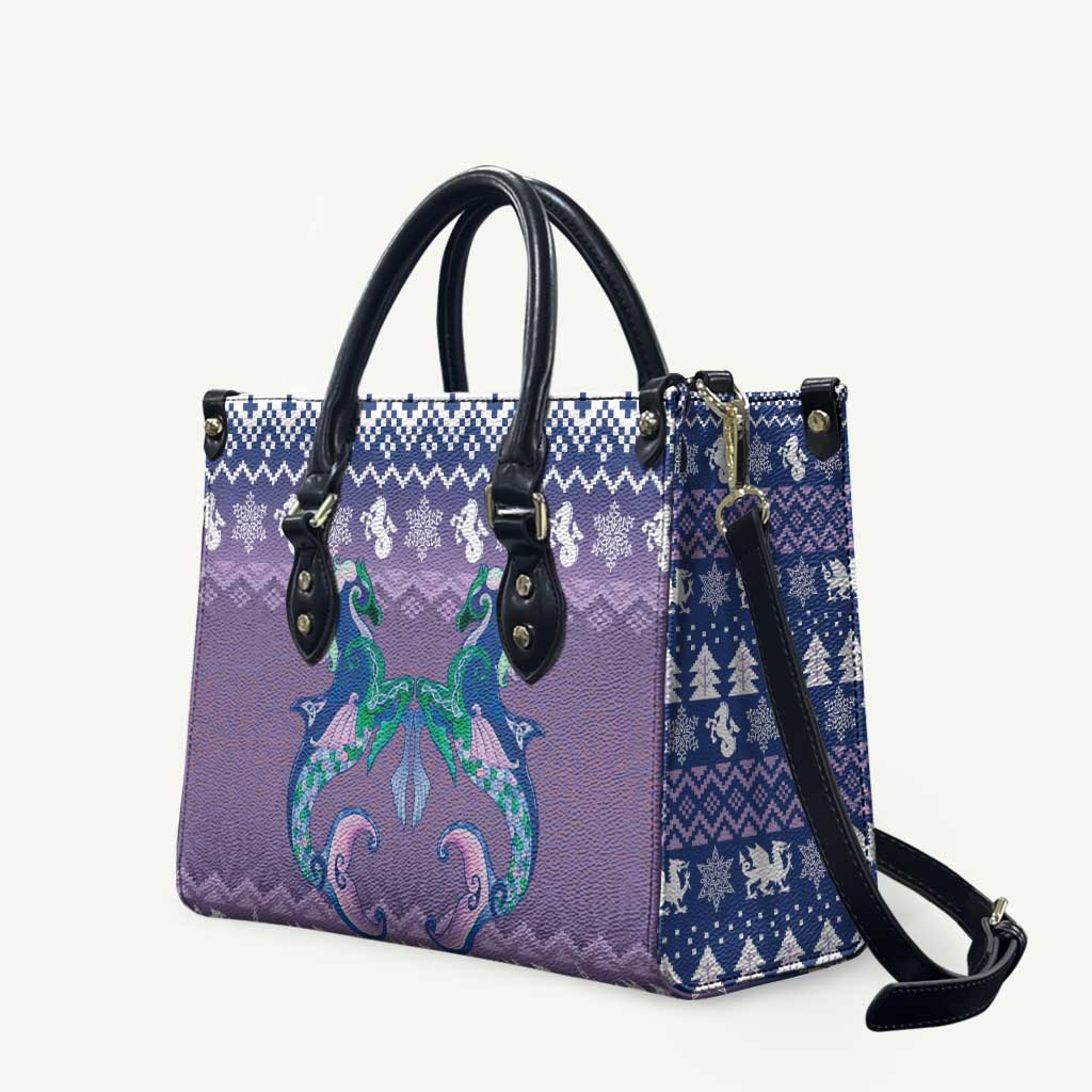 Carmarthenshire Wales Christmas Leather Bag Heraldic Sea-Horse Celtic Design - Wonder Print Shop